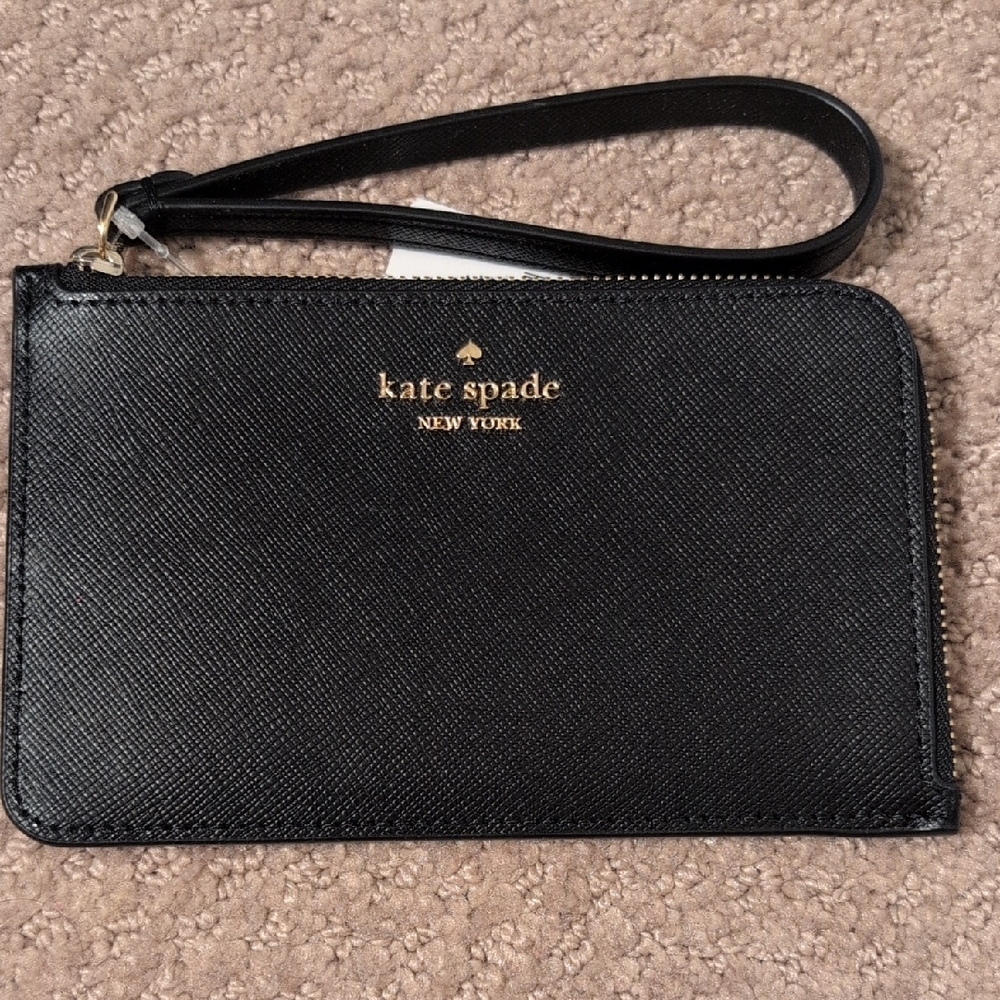 Kate Spade Black Leather Wristlet NWT